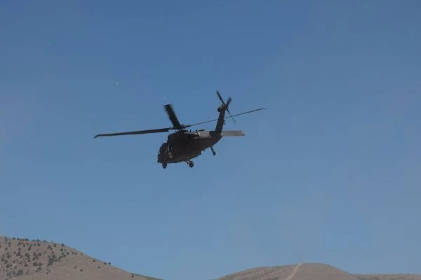 A military medical helicopter in flight