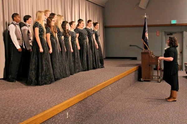 Side-view of choir performing in 2013
