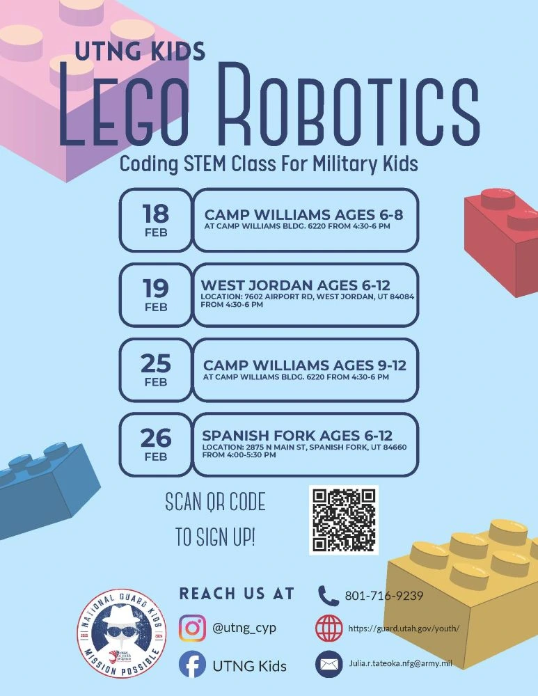 UTNG Kids Lego Robotics Flyer and QR code