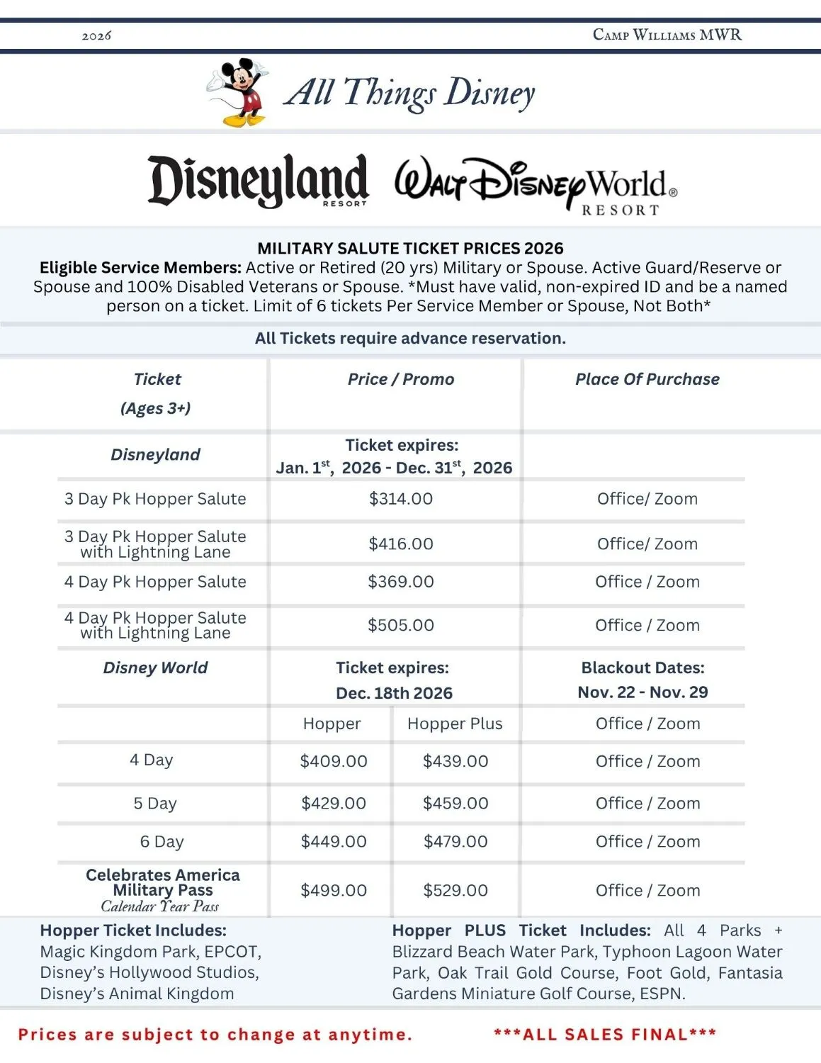 All Things Disney military discount tickets page 1