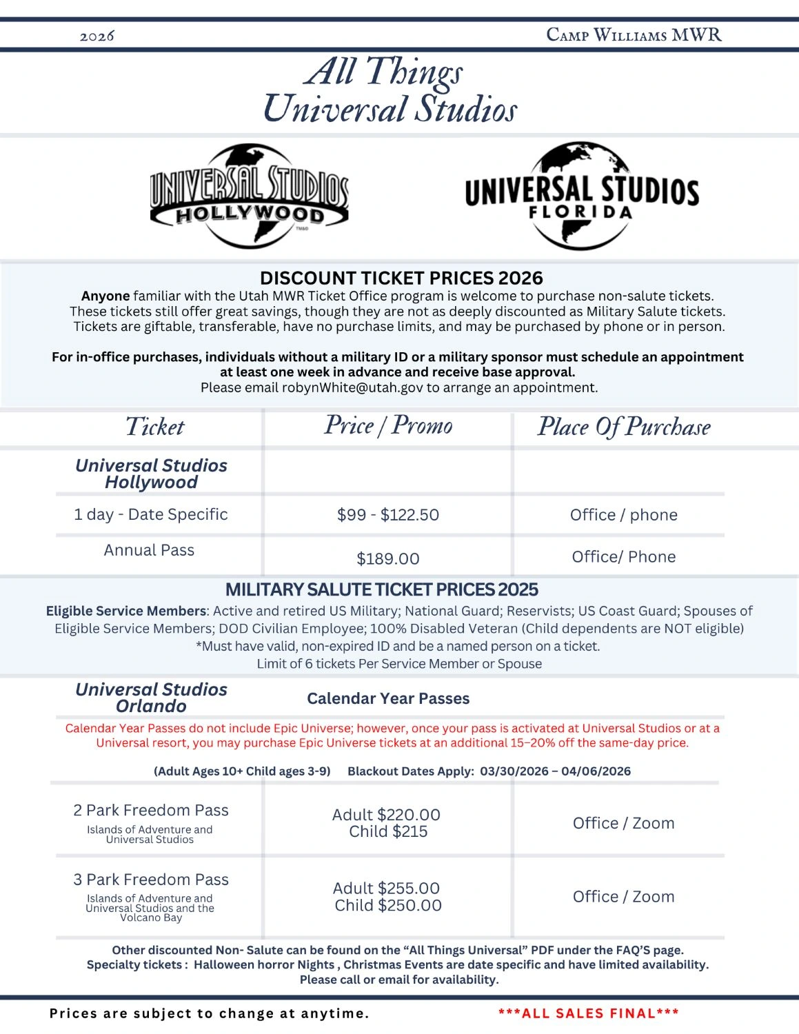 2026 All things Universal Studios Discount Tickets