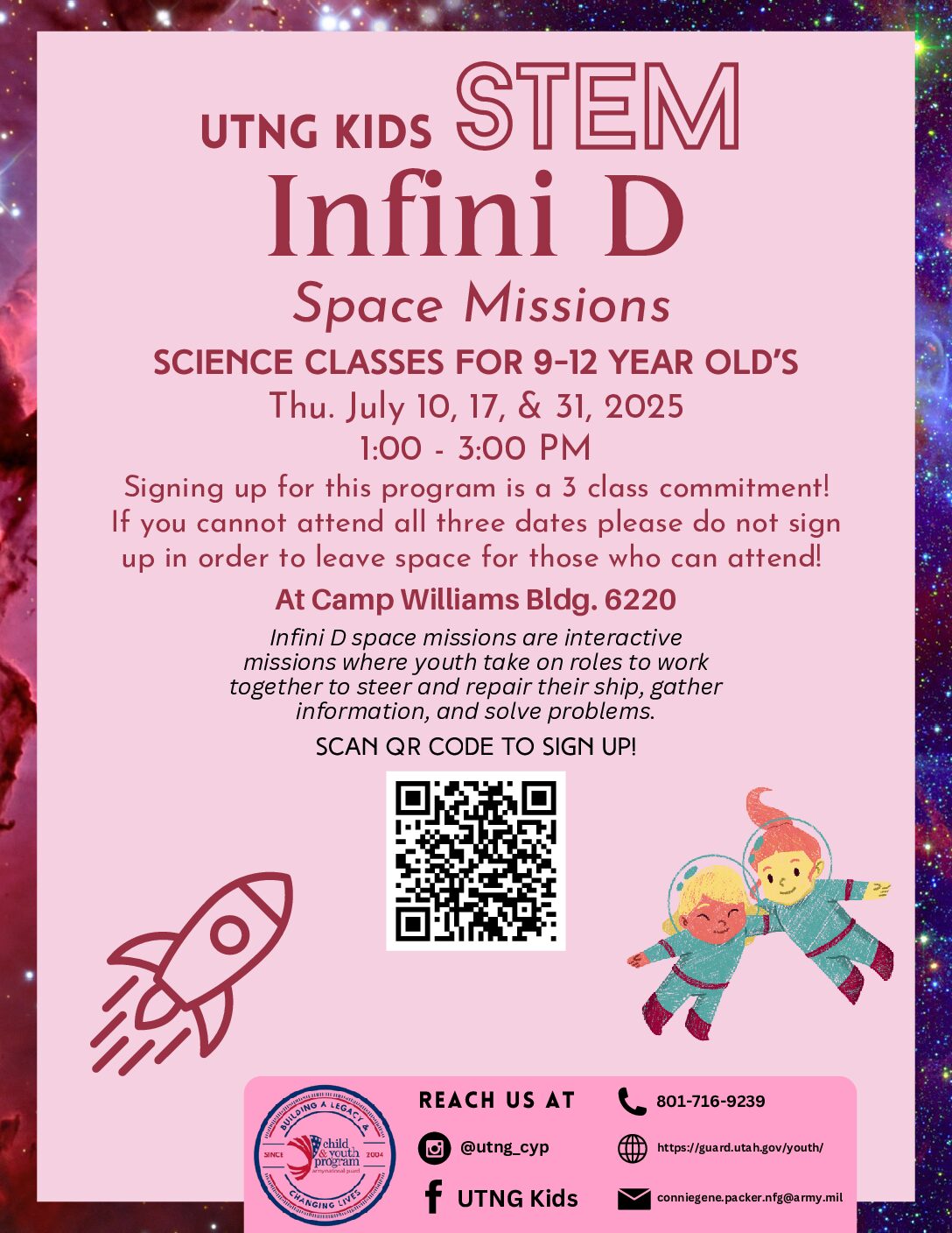 Camp Williams Infini D STEM Class (9-12 Year Old’s)