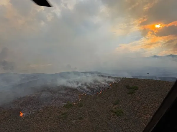 An aerial view of a wildfire