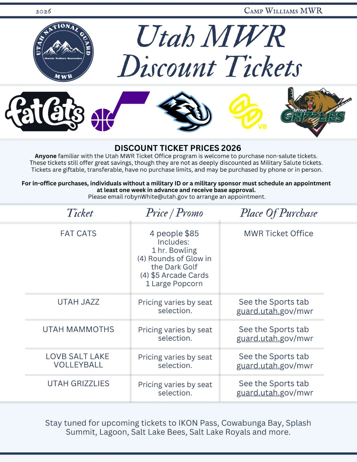 2026 Utah Discount Ticket flyer
